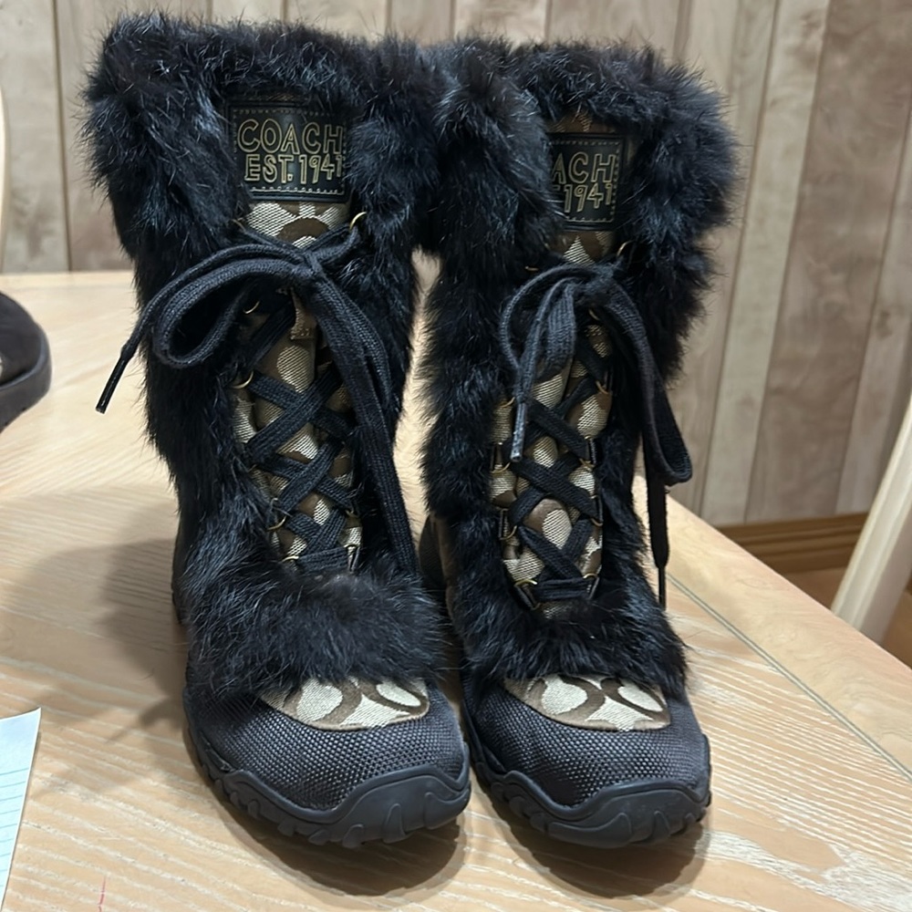 Coach boots with fur trim
